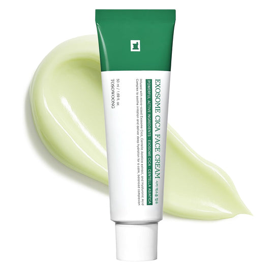 TOSOWOONG Exosome CICA Moisturizing Cream, Fast-Soothing Hydration for Breakouts, Irritated & Sensitive-Looking Skin, 50ml